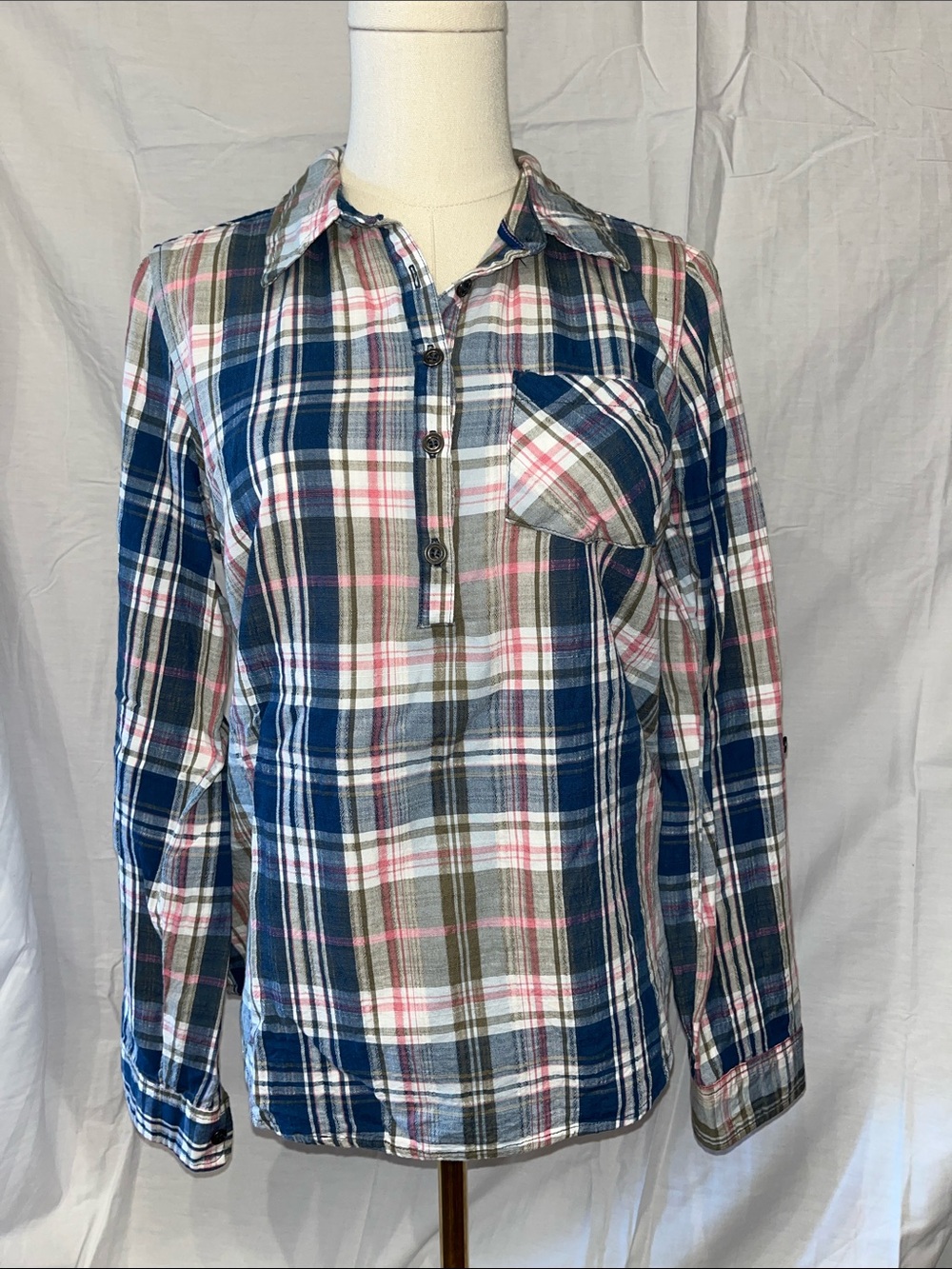 Westport Blue, Pink & White Plaid Button-Down Women’s Shirt